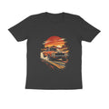 Black vintage automotive graphic T-shirt front mockup